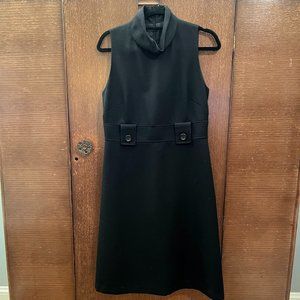 Vintage Banana Republic 60s Style Sleeveless Black Wool Dress